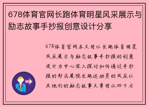 678体育官网长跑体育明星风采展示与励志故事手抄报创意设计分享